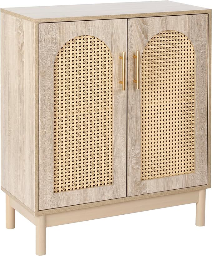 VOWNER Sideboard Buffet Cabinet, Kitchen Storage Cabinet with Rattan Decorated Doors, Accent Cons... | Amazon (US)