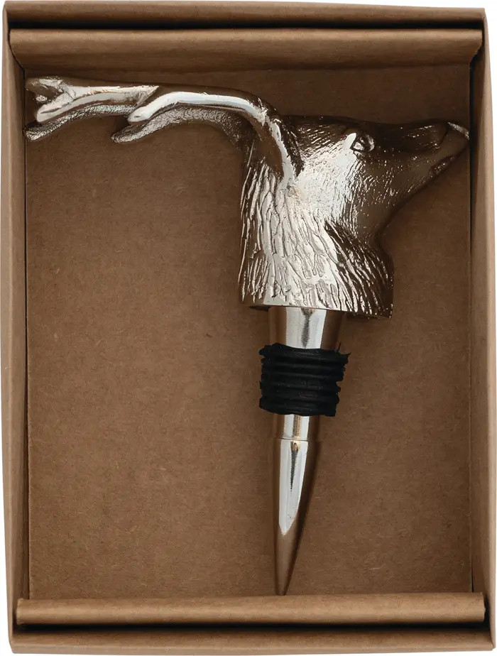Storied Home Cast Aluminum Deer Head Bottle Stopper in Kraft Box, Nickel Finish | Nordstrom | Nordstrom