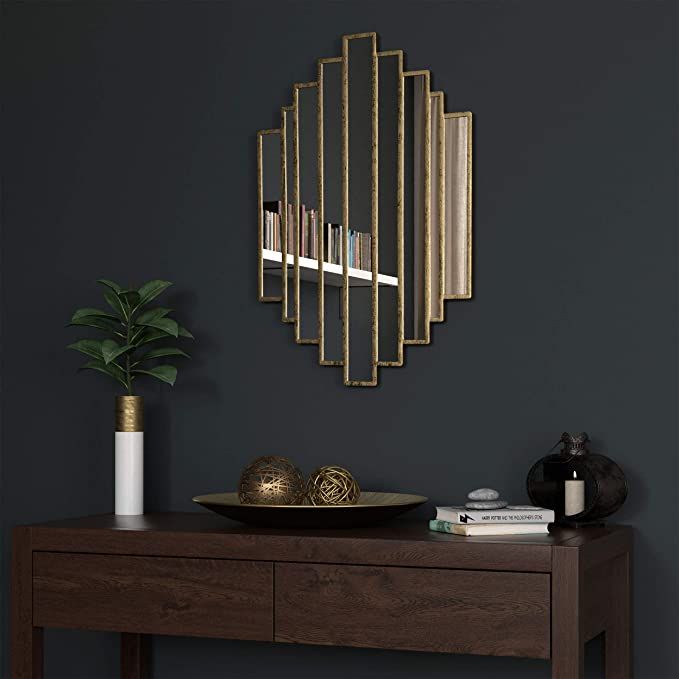 Gild Design House Contemporary Briggs Mirror Art Deco Design with Gold Metal Frame, (21 x 2 x 32 ... | Amazon (US)