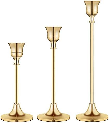 Candlestick Holders Taper Candle Holders, Brass Gold Candlestick Holder Set Candle Stick Holders ... | Amazon (US)