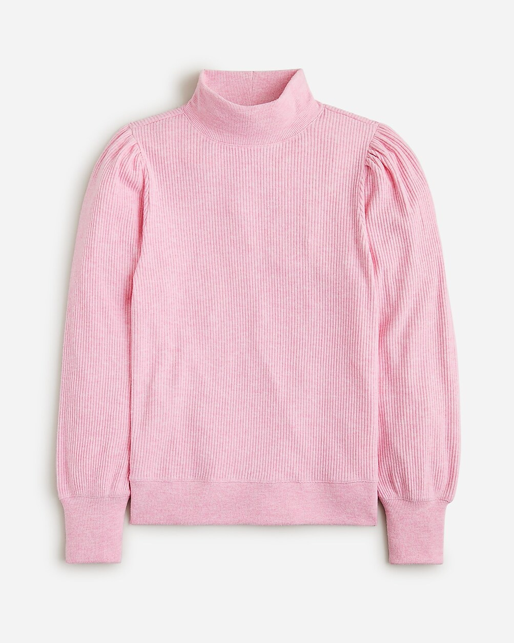 Brushed rib puff-sleeve mockneck sweater | J. Crew US
