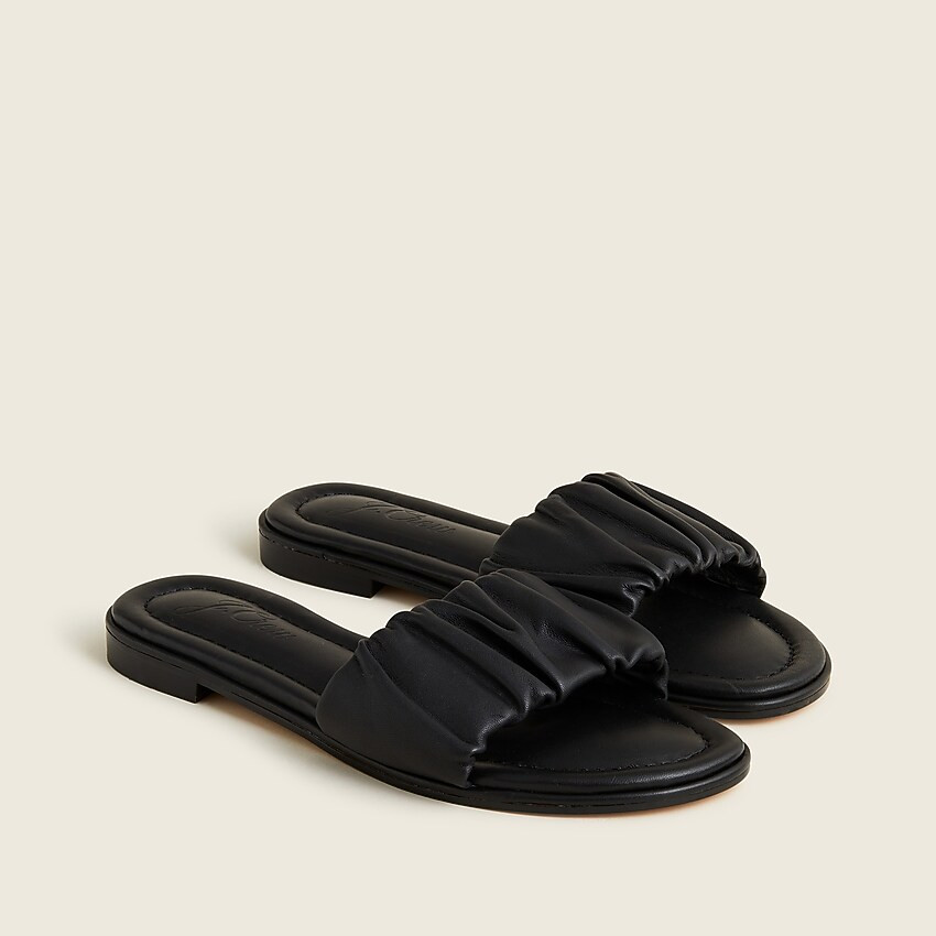 Menorca scrunchie-strap slides in leather | J. Crew US