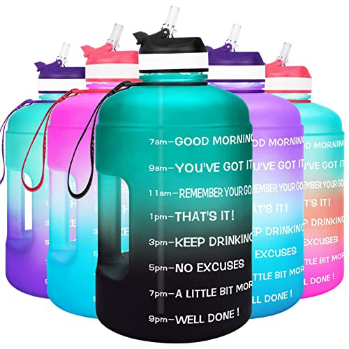 BuildLife Gallon Water Bottle with Straw - 128oz Large Water Bottles with Times to Drink More Daily - BPA Free Motivational Water Bottle 1 Gallon for Sports(Green Black,1 Gallon) | Amazon (US)