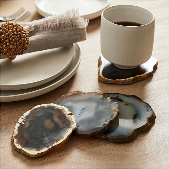 Gilded Agate Coaster, Gray | West Elm (US)