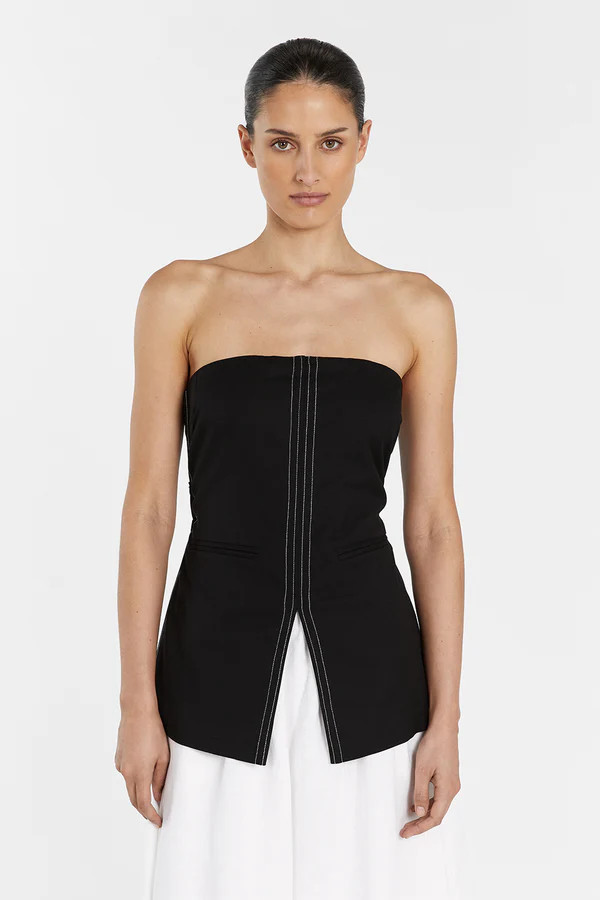 SUKI BLACK STRAPLESS TOP | DISSH