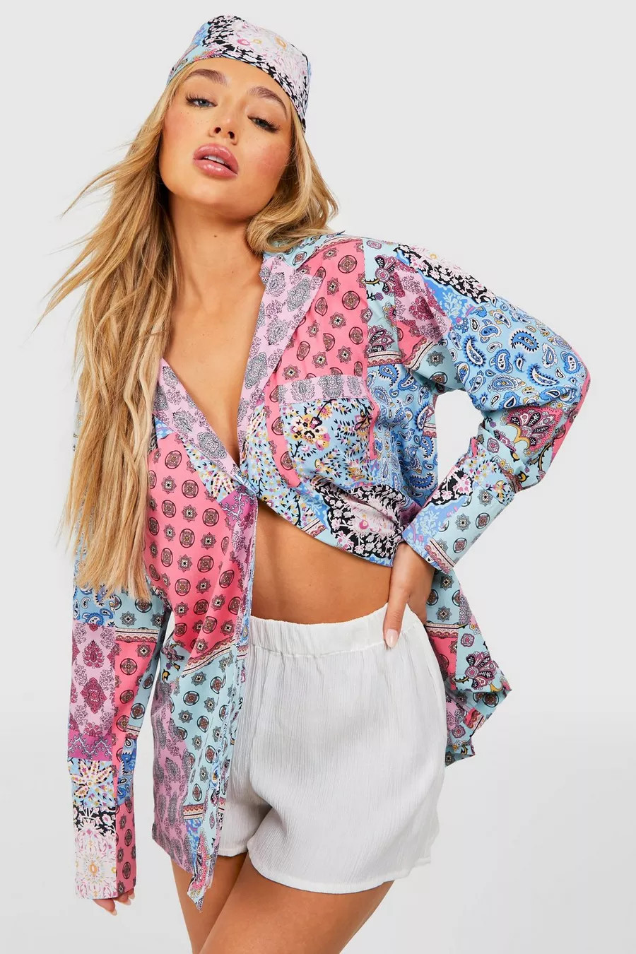 Paisley Printed Shirt And Headscarf | Boohoo.com (US & CA)