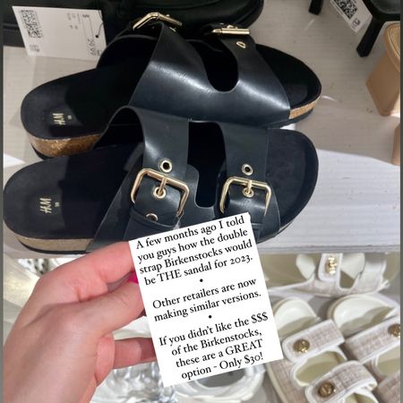 The perfect double strap Birkenstock dupes! These come in black and white and are under $30. 
.
.
.
Summer sandals - summer shoes - Birkenstock dupes - black sandals - shoe trends - H&M new arrivals 

#LTKshoecrush #LTKunder50 #LTKstyletip