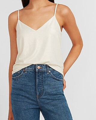 Metallic V-Neck Downtown Cami | Express