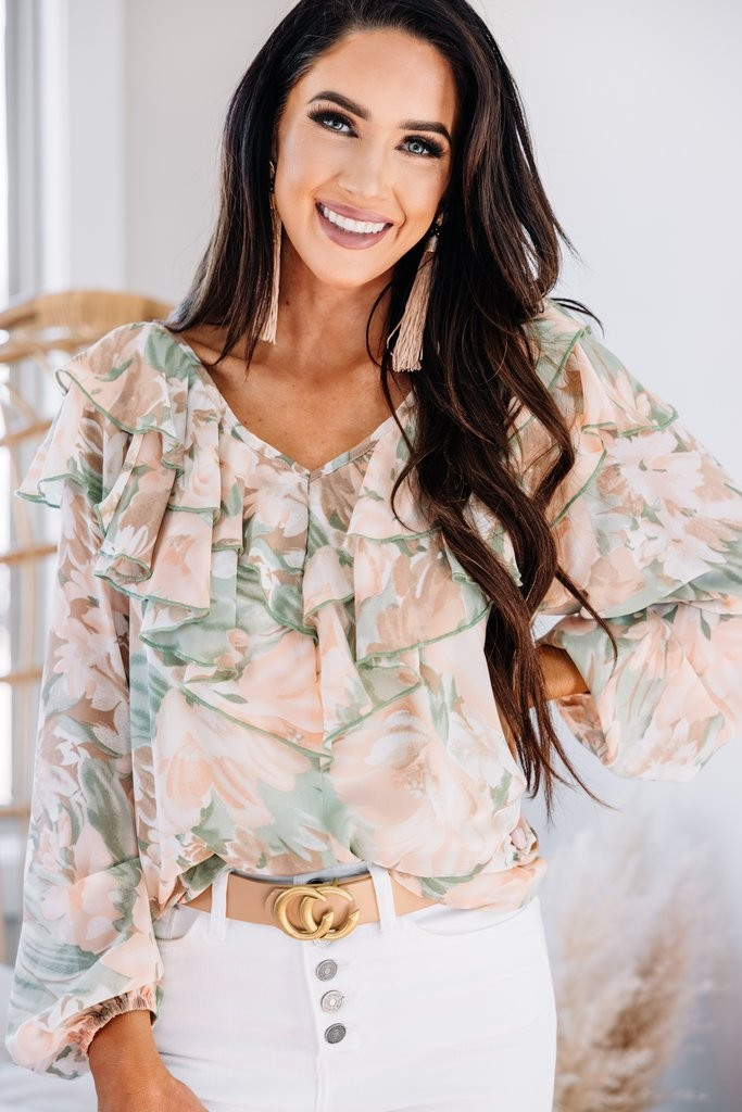 On The Sweet Side Apricot Orange Ruffled Blouse | The Mint Julep Boutique