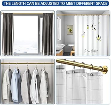 BRIOFOX Industrial Shower Curtain Rod - Rustproof Non-Slip 43-72 Inches, Sunglow Gold | Amazon (US)