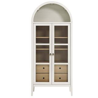 MODWAY Nolan 71 in. Tall Arched Storage Display Cabinet in White Oak EEI-6639-WHI-OAK - The Home ... | The Home Depot