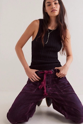 We The Free Moxie Flocked Pull-On Barrel Jeans | Free People (Global - UK&FR Excluded)