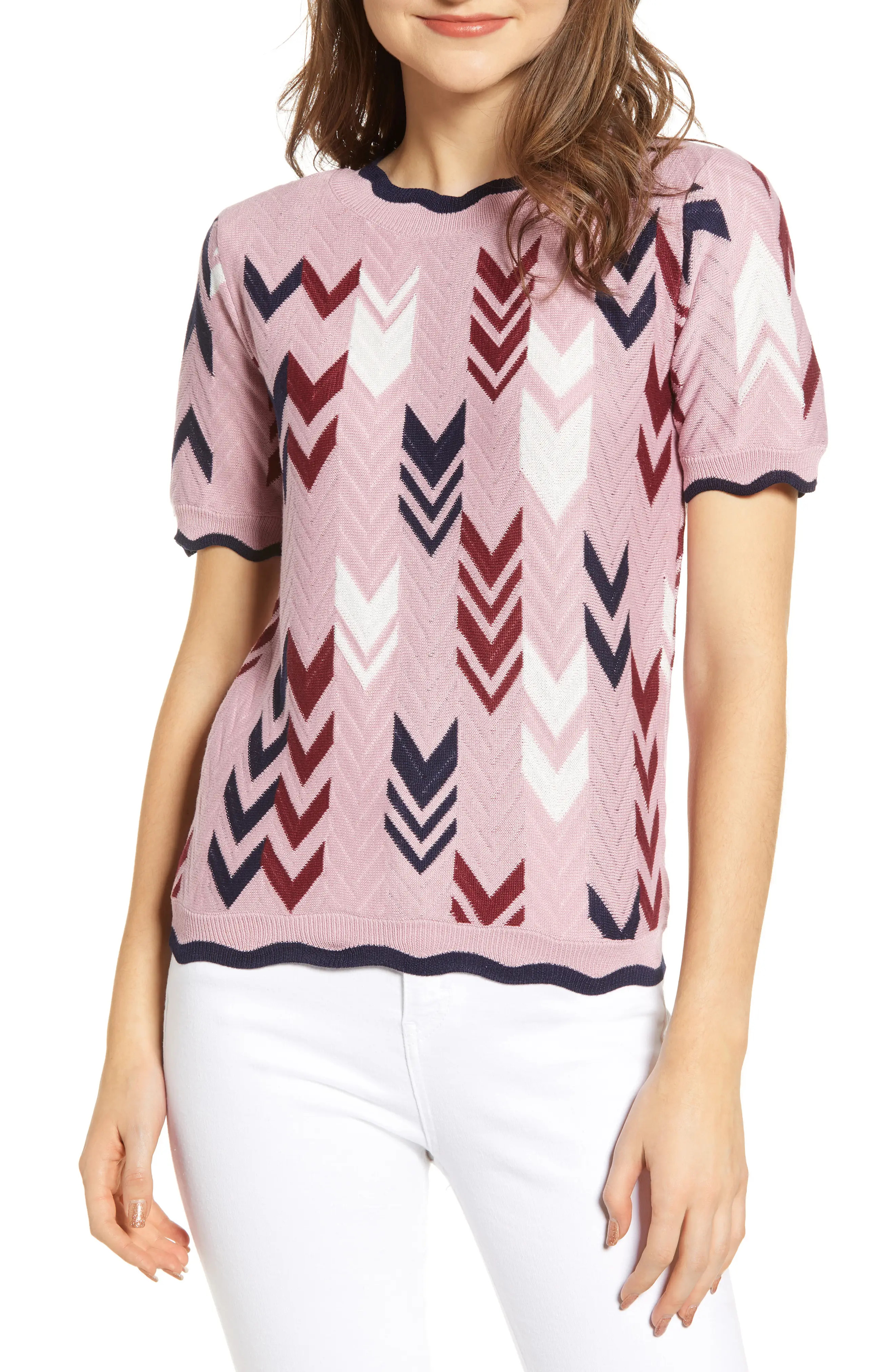 Madison & Berkeley Chevron Scallop Sweater | Nordstrom