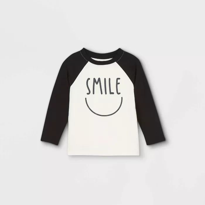 Toddler Boys' Smile Raglan Long Sleeve T-Shirt - Cat & Jack™ Cream | Target