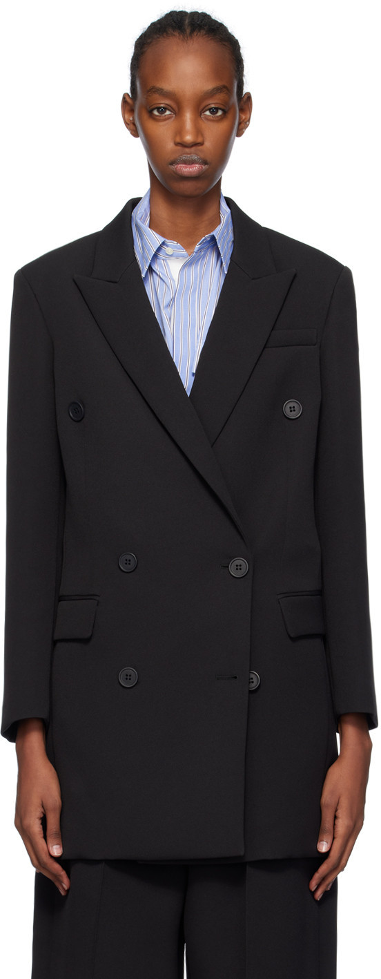 SHANG XIA Black Double-Breasted Blazer | SSENSE
