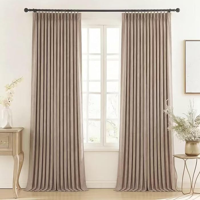 Lirien Cortinas opacas plisadas para sala de estar o dormitorio, 100 % opacas de lino texturizado... | Amazon (US)