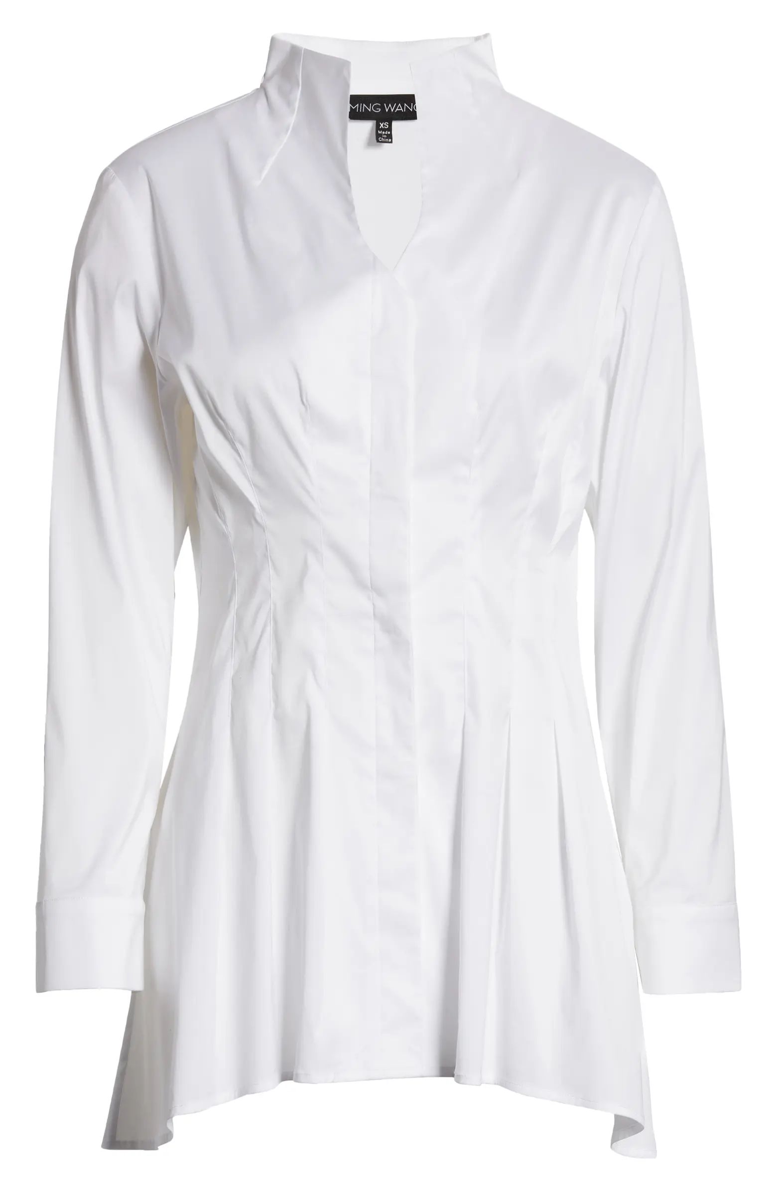 Ming Wang Pleated Stand Collar Tunic Blouse | Nordstrom | Nordstrom