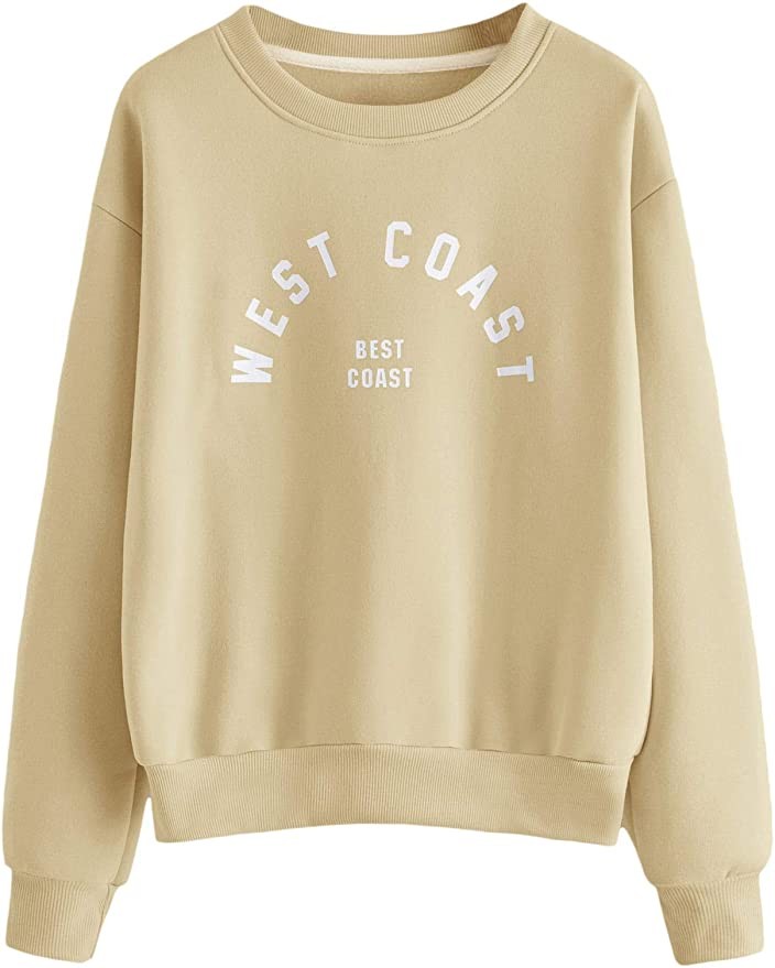 MakeMeChic Women's Graphic Letter Print Round Neck Drop Shoulder Sweatshirt Pullover Tops | Amazon (US)