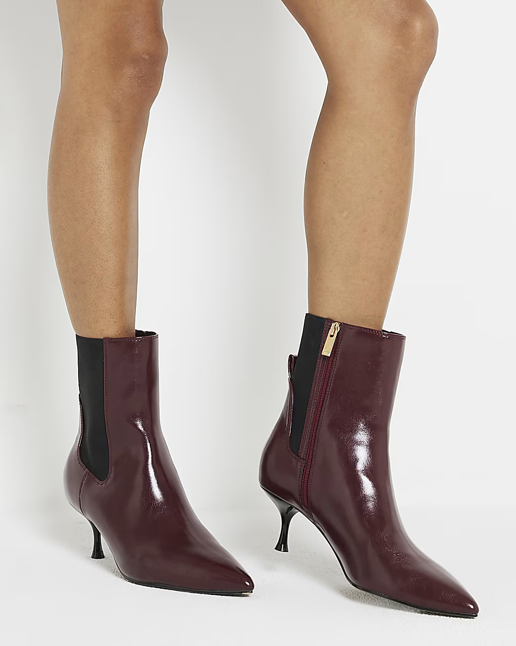 Red kitten heeled ankle boots | River Island (UK & IE)