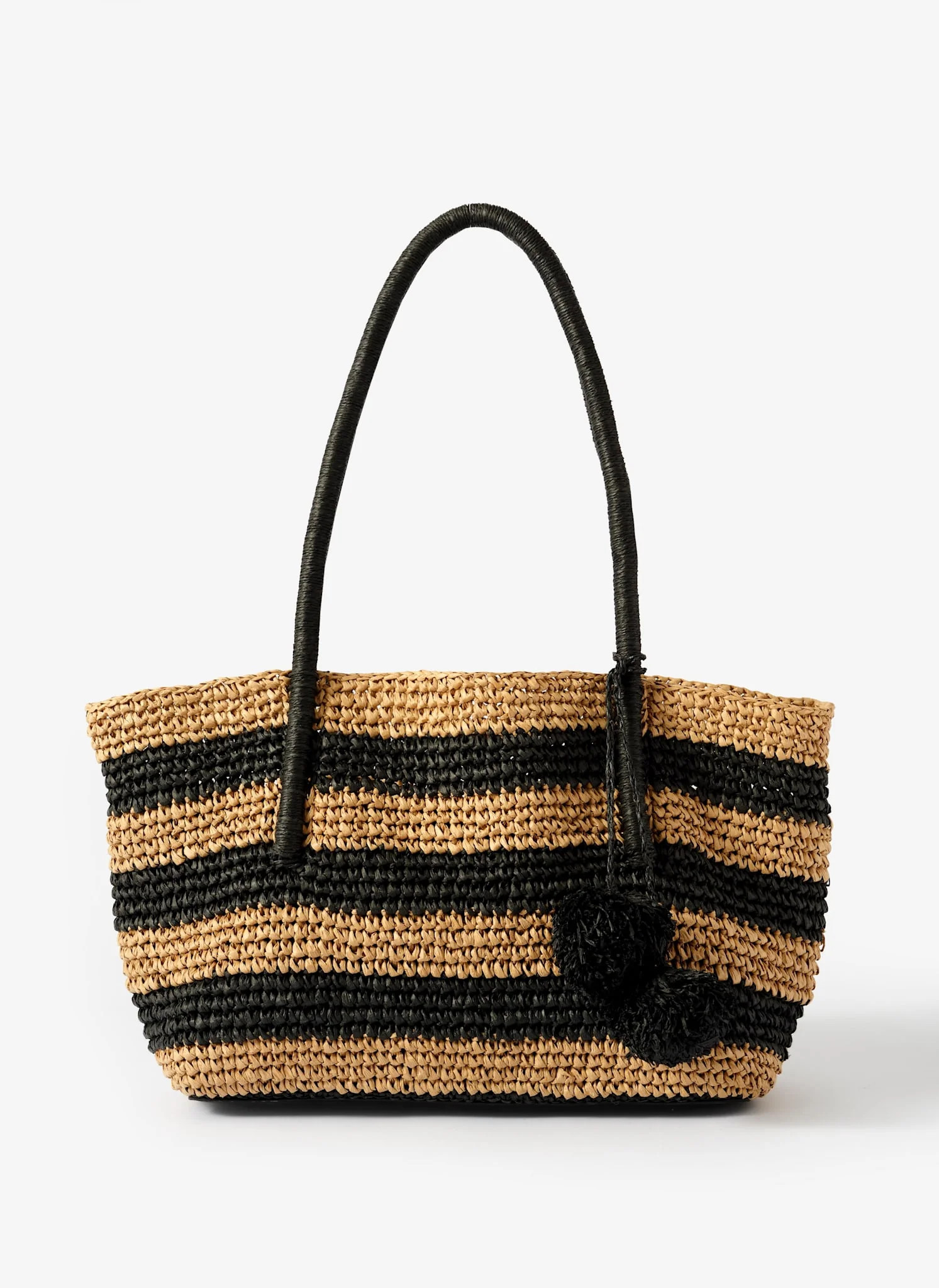 Blake Neutral Stripe Woven Tote Bag | Mint Velvet