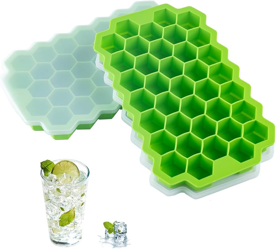 2 PCS Premium Ice Cube Trays, AUSSUA Silicone Ice Cube Molds with Sealing Lid, 74-Ice Trays, Reus... | Amazon (US)