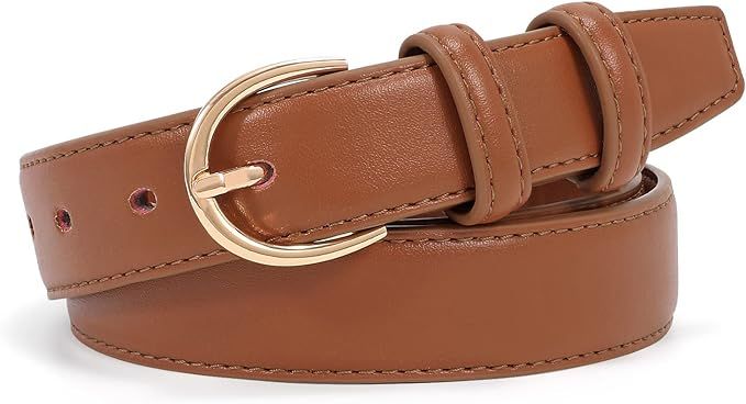 JASGOOD Women's Leather Belt for Jeans Pants Fashion Gold Buckle Ladies Dress Belt | Amazon (US)