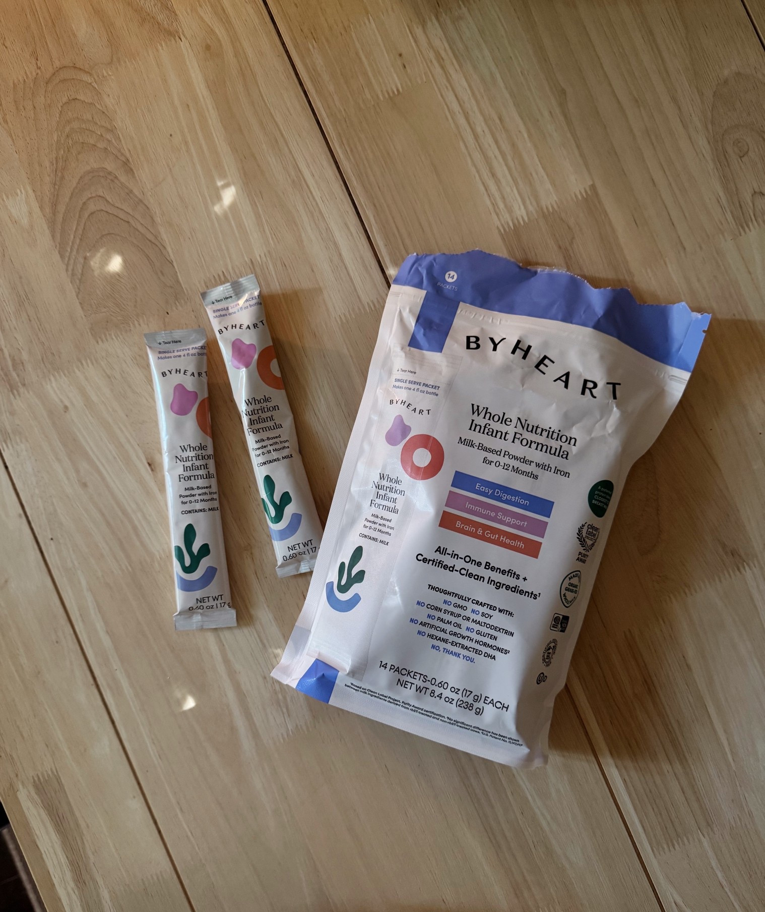 ByHeart on the go formula packets