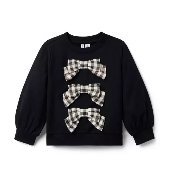 Gingham Shimmer Bow Sweater | Janie and Jack