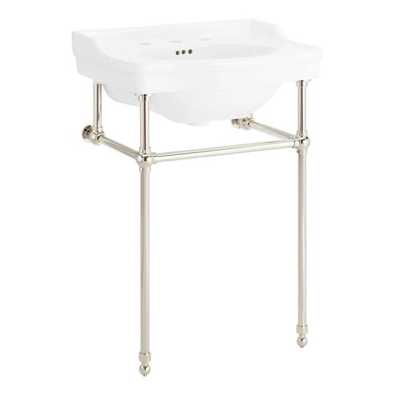 Signature Hardware 24" Cierra 31" Tall Porcelain Rectangular Console Bathroom Sink with Overflow ... | Wayfair North America