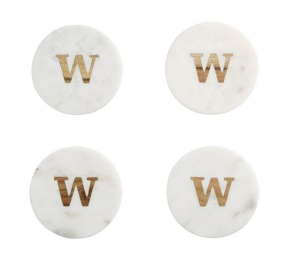 Alphabet Marble/Wood Coasters - Set of 4 | Pottery Barn (US)