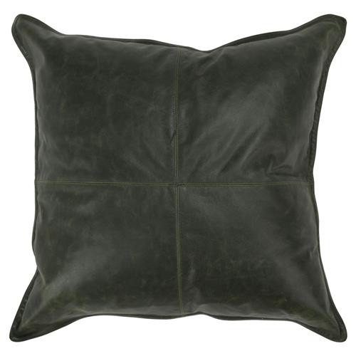 Selene Modern Classic Dark Green Leather Throw Pillow - 22x22 | Kathy Kuo Home