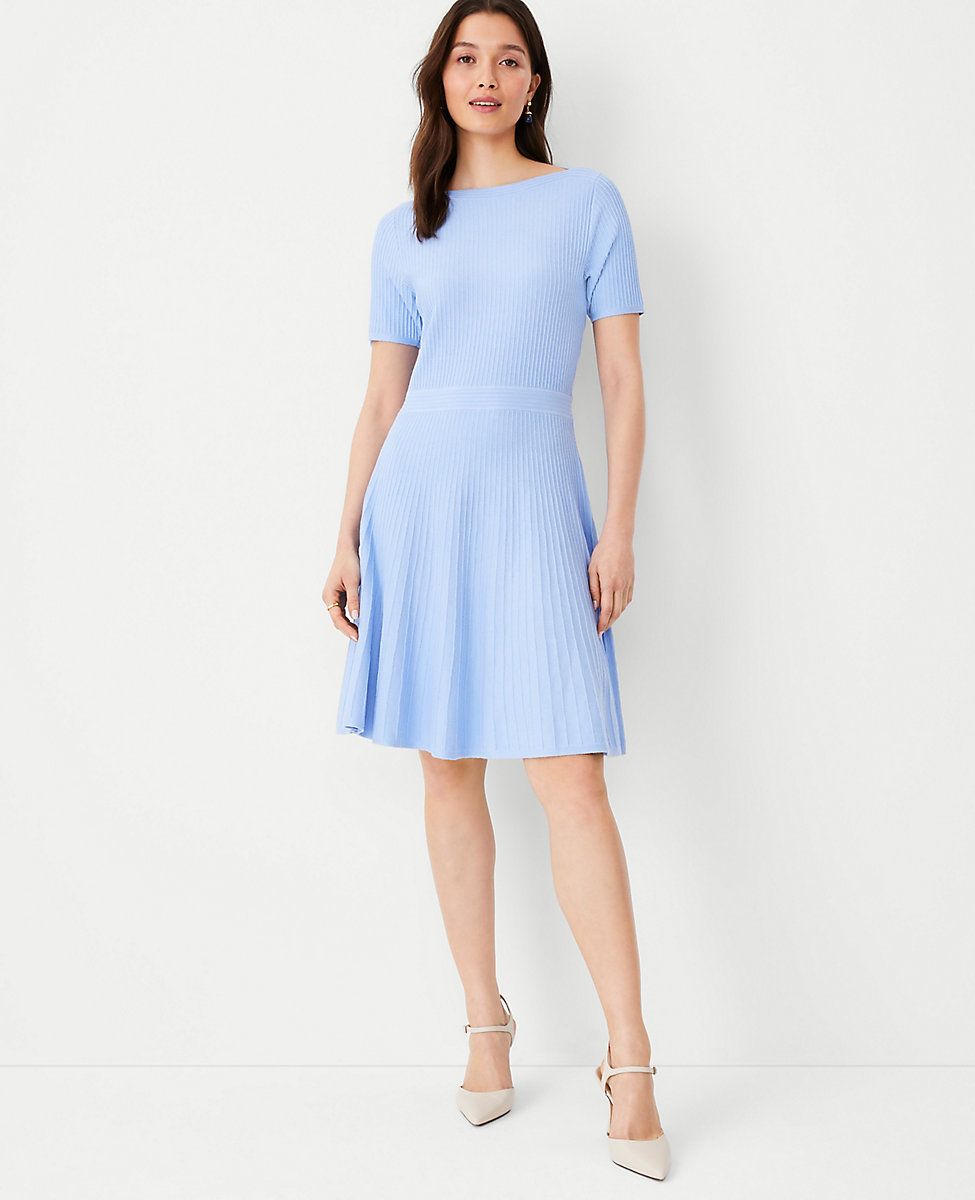Ribbed Flare Sweater Dress | Ann Taylor (US)