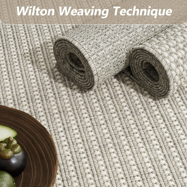 SIXHOME 6'x9' Outdoor Rug, Farmhouse Bordered Patio Rug, Indoor Outdoor Polypropylene Weave Textu... | Walmart (US)