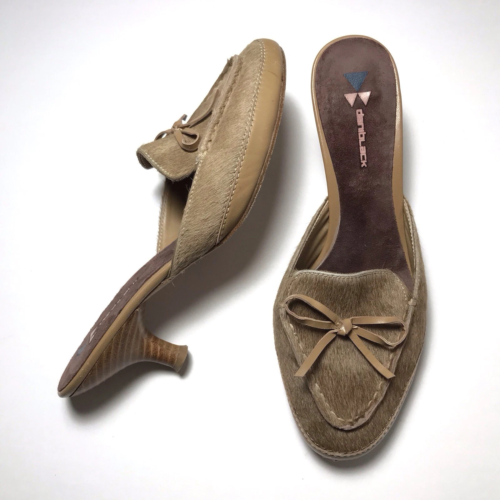 Liz Claiborne Y2K Vintage Pony Hair Loafer Kitten Heel Leather Bow Mules 6.5 | eBay | eBay US