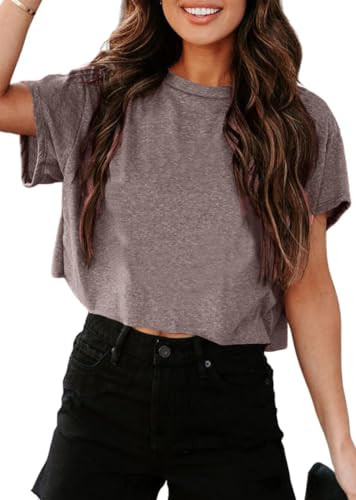 UNCLECAT Womens Cropped T Shirts Summer Basic Short Sleeve Crop Tops | Amazon (US)