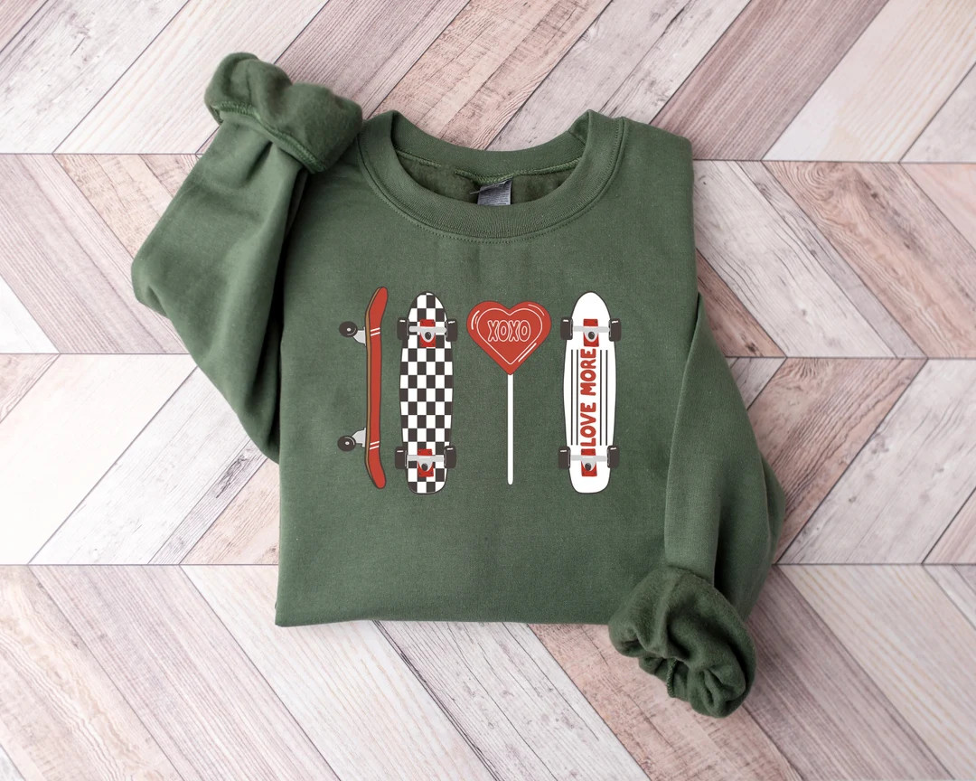 Valentines Skateboard Sweatshirt, Happy Valentines Day, Boys Valentines Day Hoodie, Anti Love Tee... | Etsy (US)
