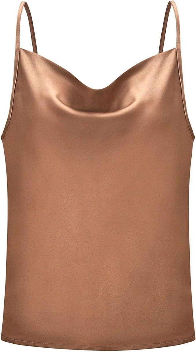 Silk Tank Tops for Women Camisole Summer Ladies Sexy Silky Sleeveless Loose Satin | Amazon (US)