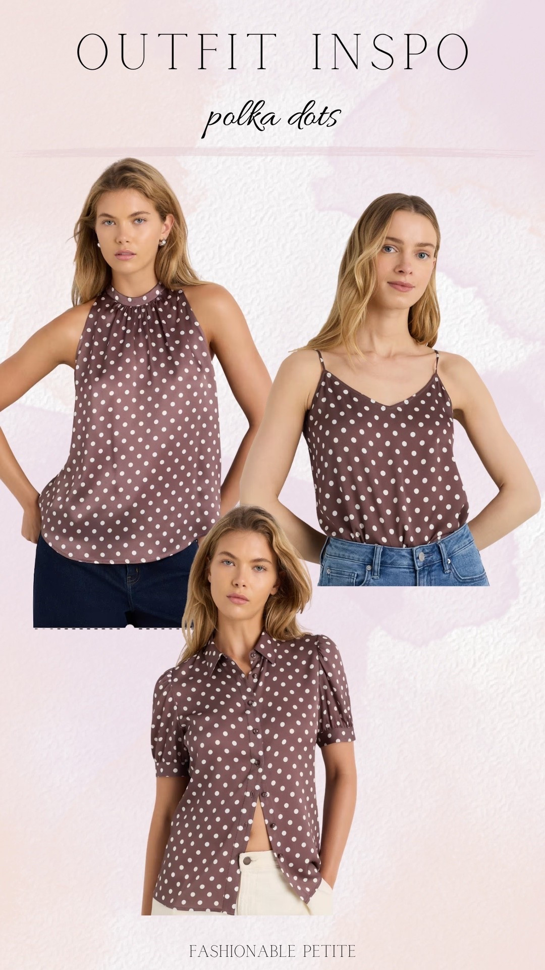 Polka dot tops that can be both casual or dressy for spring! @Quince 

Spring outfits, spring style, spring tops 

#LTKWorkwear #LTKSeasonal