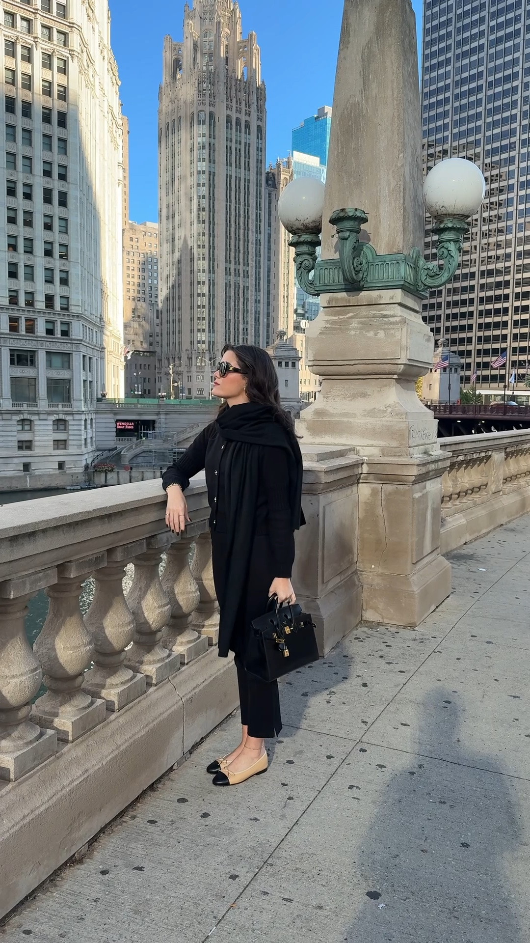 A little Audrey Hepburn outfit inspiration: an all-black base, oversized sunglasses, a structured bag, and a sweater over the shoulders. My kind of classic fall outfit—simple pieces, and a bit of DRAMA.

#LTKootd
