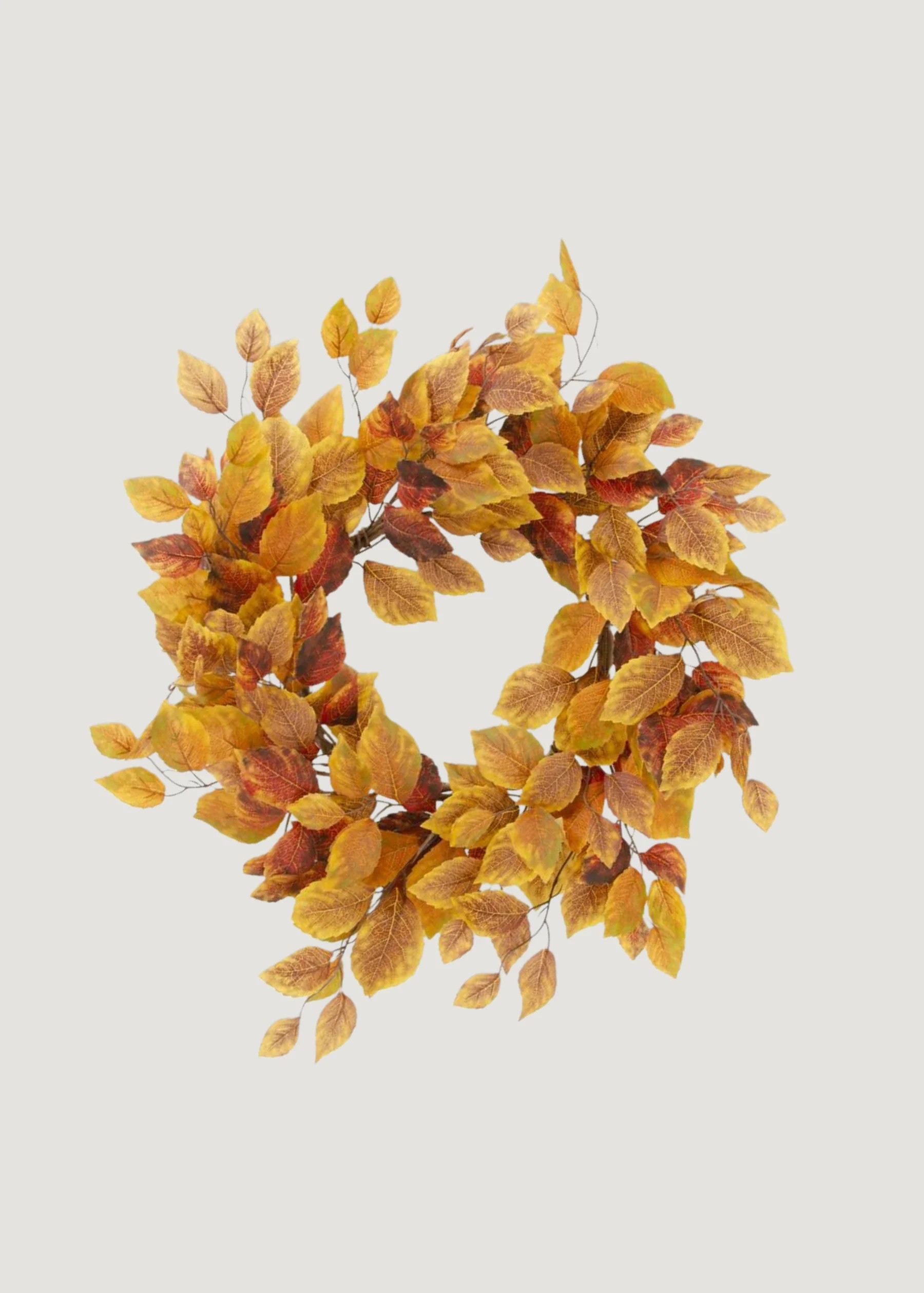 Golden Yellow Birch Wreath | Lifelike Artificial Fall Leaves | Afloral | Afloral