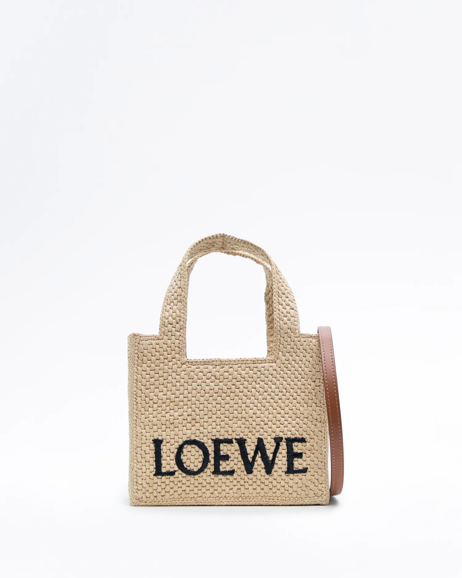 Raffia Mini Loewe Font Tote | Vivrelle