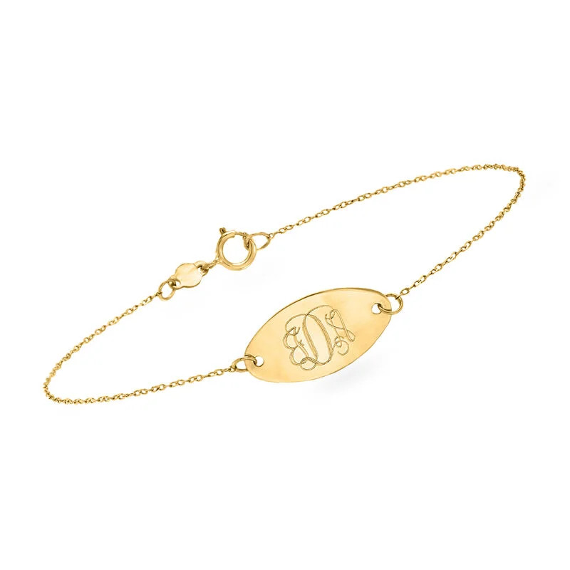 Italian 14kt Yellow Gold Personalized Oval Disc Bracelet | Ross-Simons