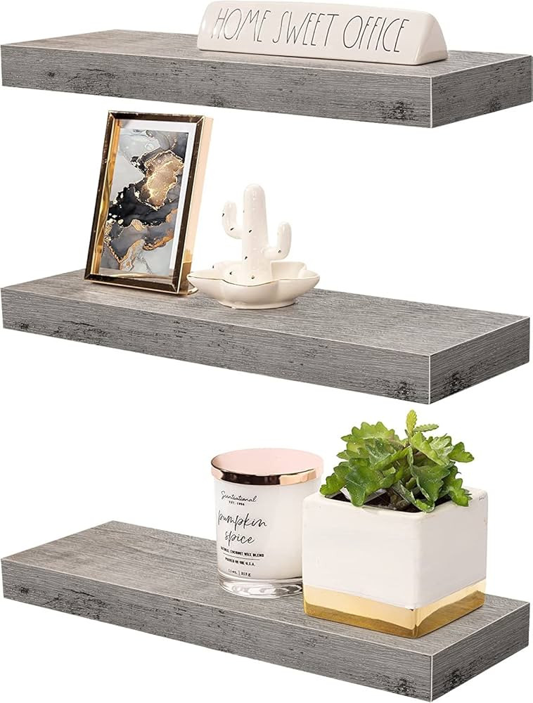 Sorbus Floating Shelf Set — Rustic Engineered Wood Hanging Rectangle Wall Shelves — Perfect f... | Amazon (US)