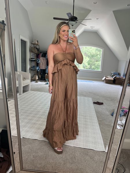 Jumpsuit is so flattering. Looks like free people! TTS - M 

Jumpsuit flared legs flare leg ruffle jumpsuit vacation outfit birthday dinner outfit brunch girls trip Nashville midsize size 8 
 

#LTKstyletip #LTKunder100 #LTKFind