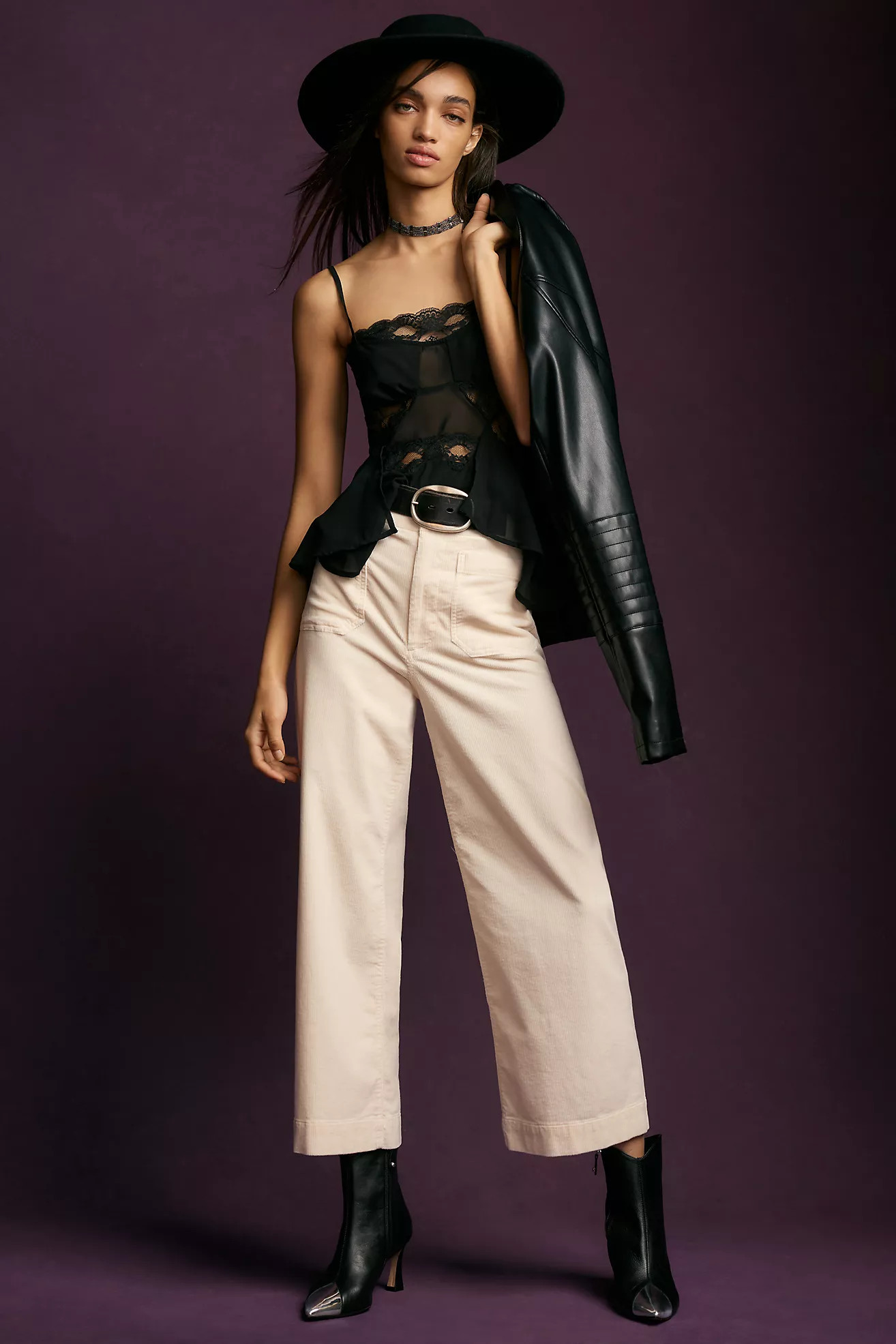 The Colette Cropped Wide-Leg Corduroy Pants | Anthropologie (US)