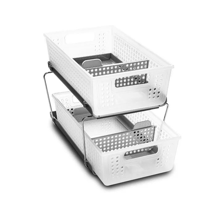 Two-Tier Organizer with Dividers Frost/Gray - Madesmart | Target