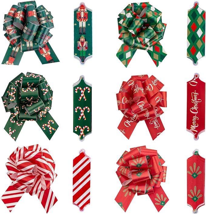 MAYPLUSS 18PCS Christmas Pull Bow for Gift Wrapping - Red/Green Design for Birthday, Holiday, Hal... | Amazon (US)