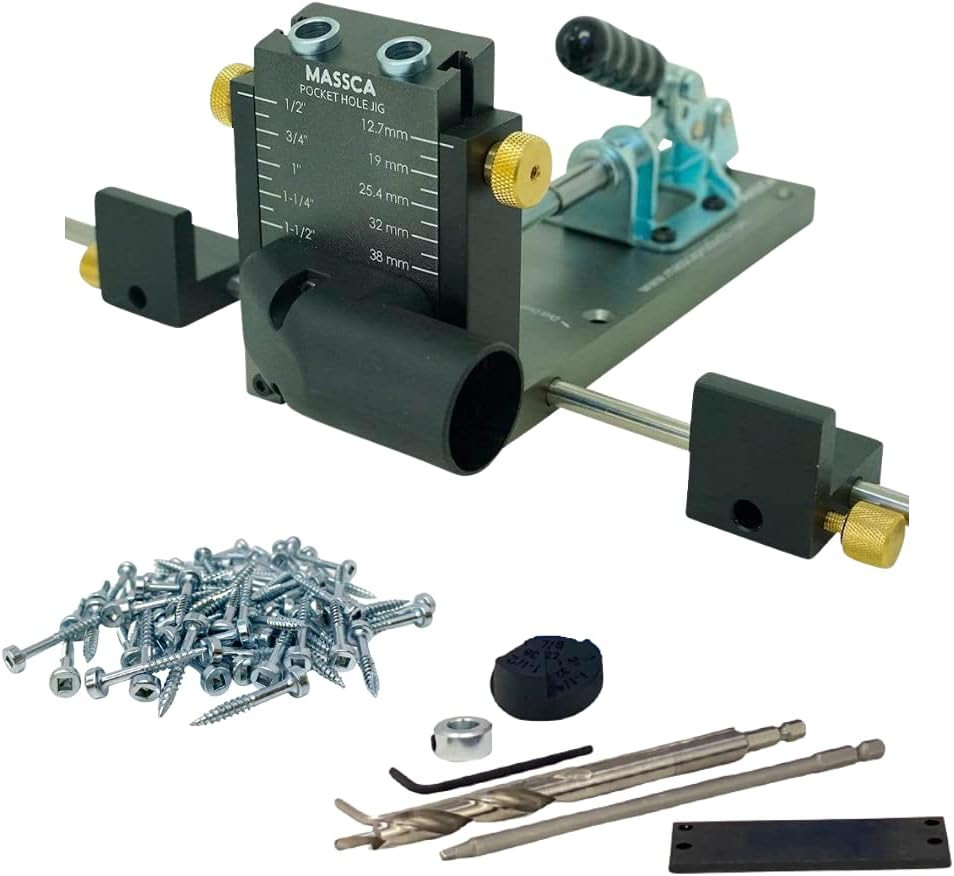 Massca Aluminum Pocket Hole Jig System Pro M2 Adjustable & Easy to Use Joinery Woodworking Tool F... | Amazon (US)