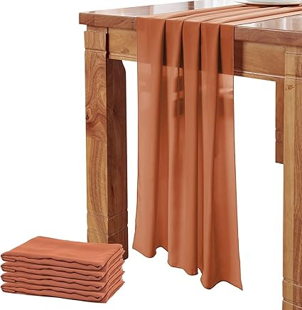 DELOVO 4Packs Burnt Orange Table Runner 27X120 inches Long Sheer Chiffon Table Runner for Wedding... | Amazon (US)