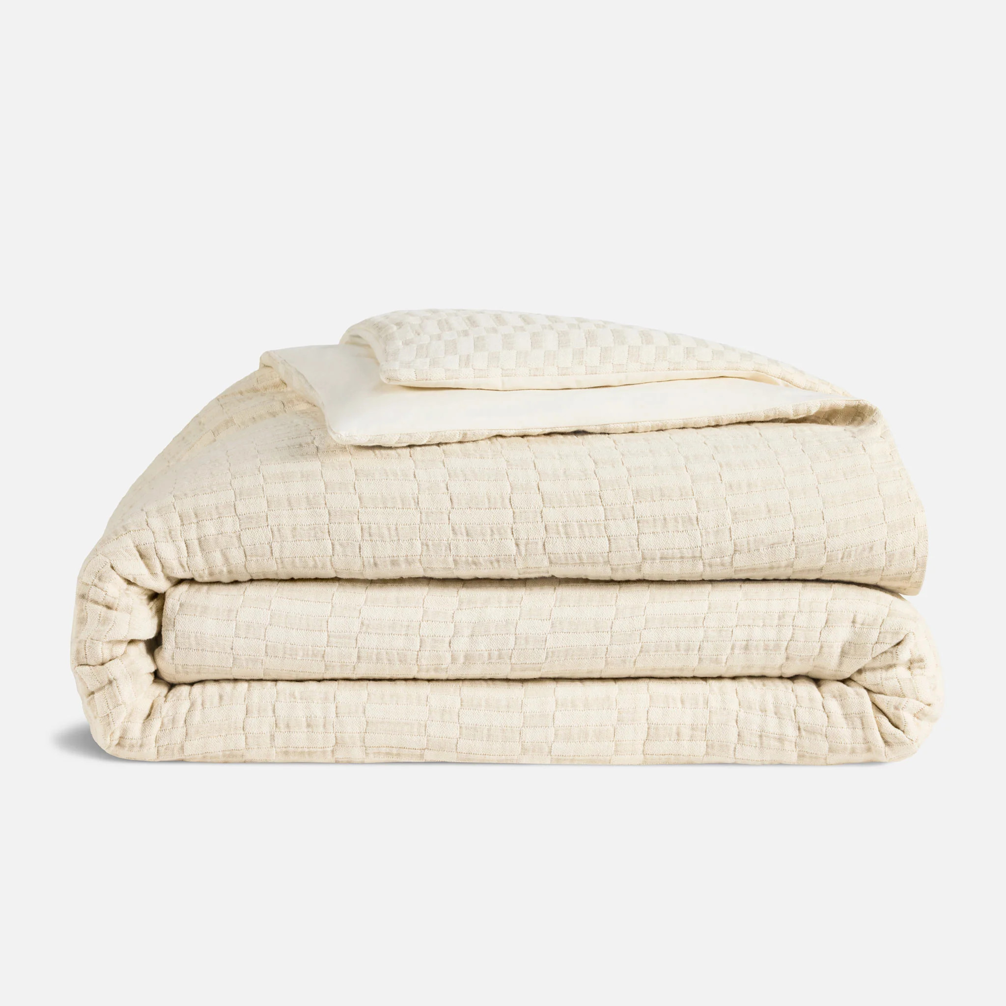 Brooklinen Woven Checkerboard Duvet Cover size King/Cali King in Ecru | Brooklinen